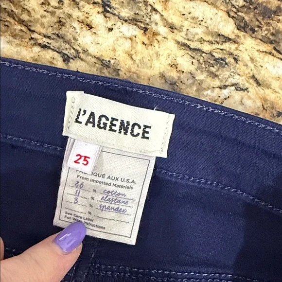 L’AGENCE Marty High Rise Flare Jeans Midnight Coated Size 25